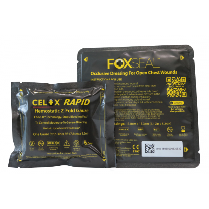 Комплект: Плівка оклюзійна Celox Foxseal (2шт) та Кровоспинна пов'язка Celox Rapid