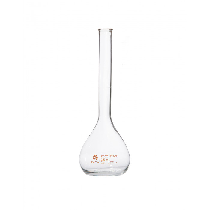 Колба мірна EximLab® 2-250- 14/23 кл.т. (В), вик.2, з пришліфованою скляною пробкою і одною міткою, ISO
